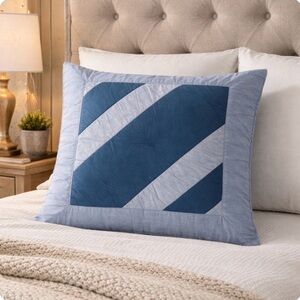 Purple And Blue Design Silk Euro Sham With Zipper On Back NEW